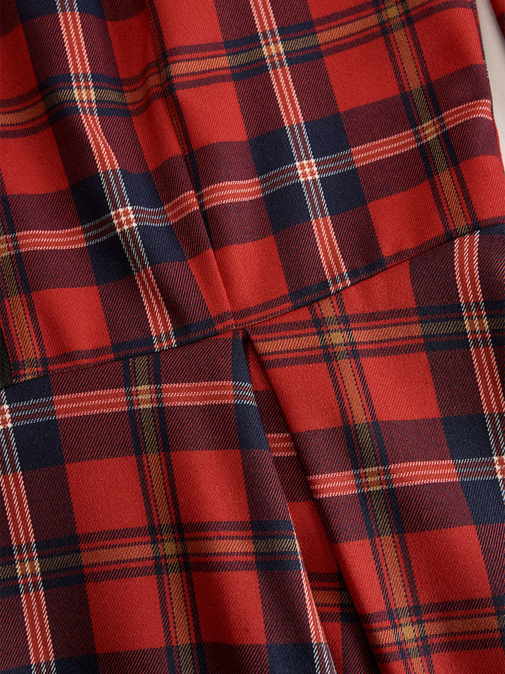 Muse & Valeur | Elegant Long Sleeve Plaid Dress - Perfect Blend Of Classic And Contemporary