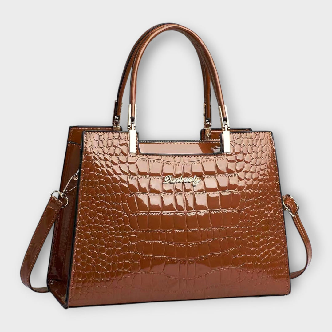 Muse and Valeur | Handbag - Glossy Crocodile Pattern