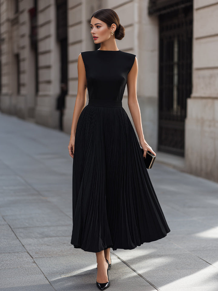 Muse & Valeur | Sleeveless Pleated Midi Dress
