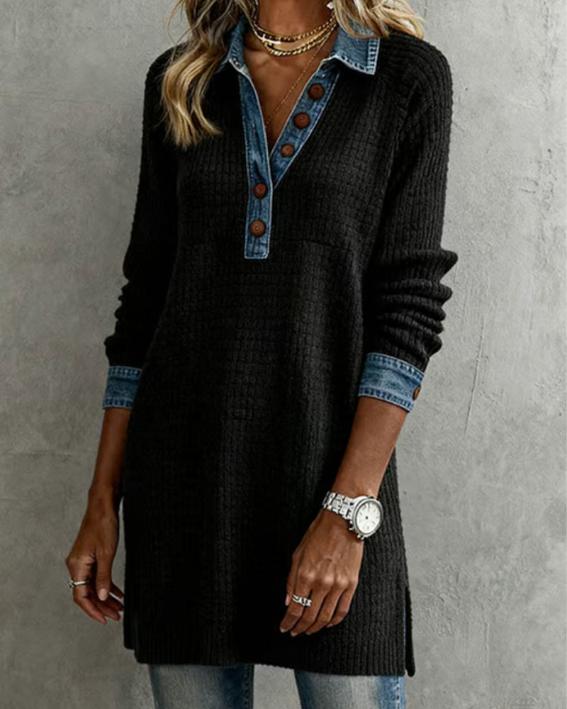 Muse and Valeur | Top with Collar and Contrast Insert