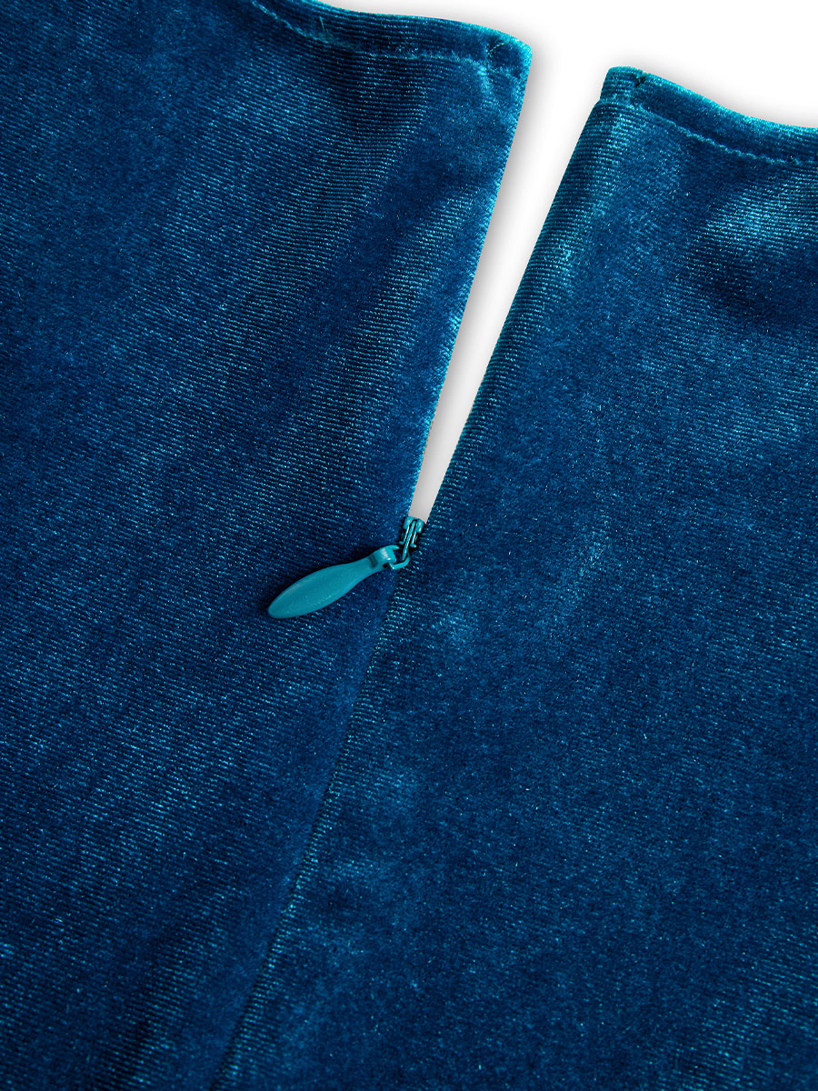Muse & Valeur | Elegant Midnight Blue Velvet Wrap Midi Dress