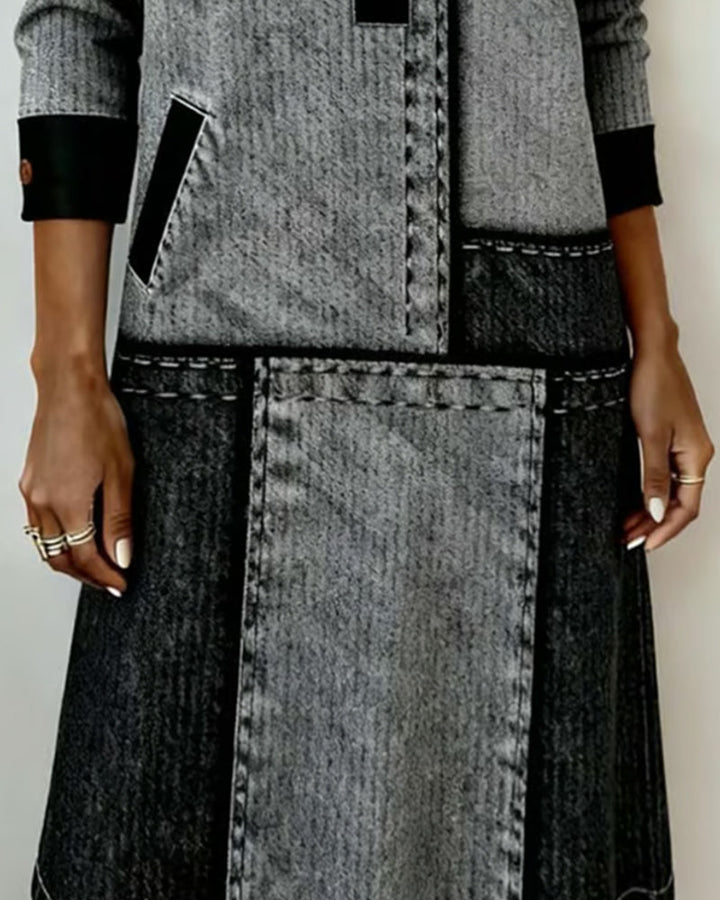 Muse and Valeur | Dress | Button, Flip, V-neck, Color Block