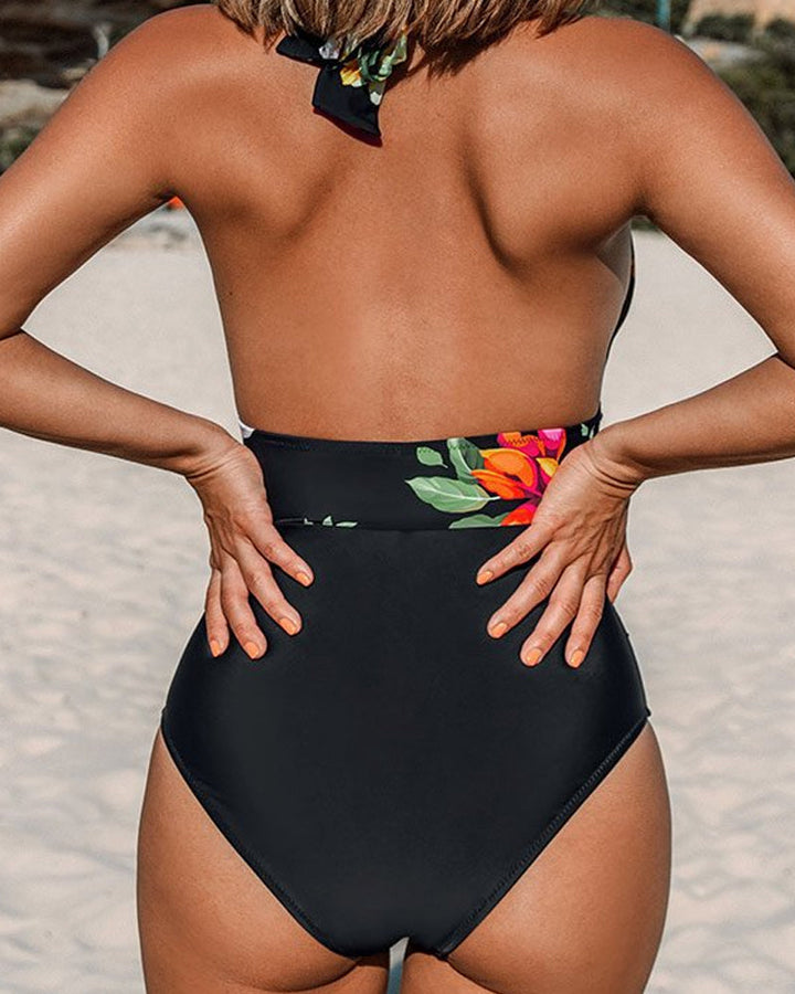 Muse & Valeur | Floral Swimsuit for Women, Nylon, Fitted, Multicolor, Swimwear