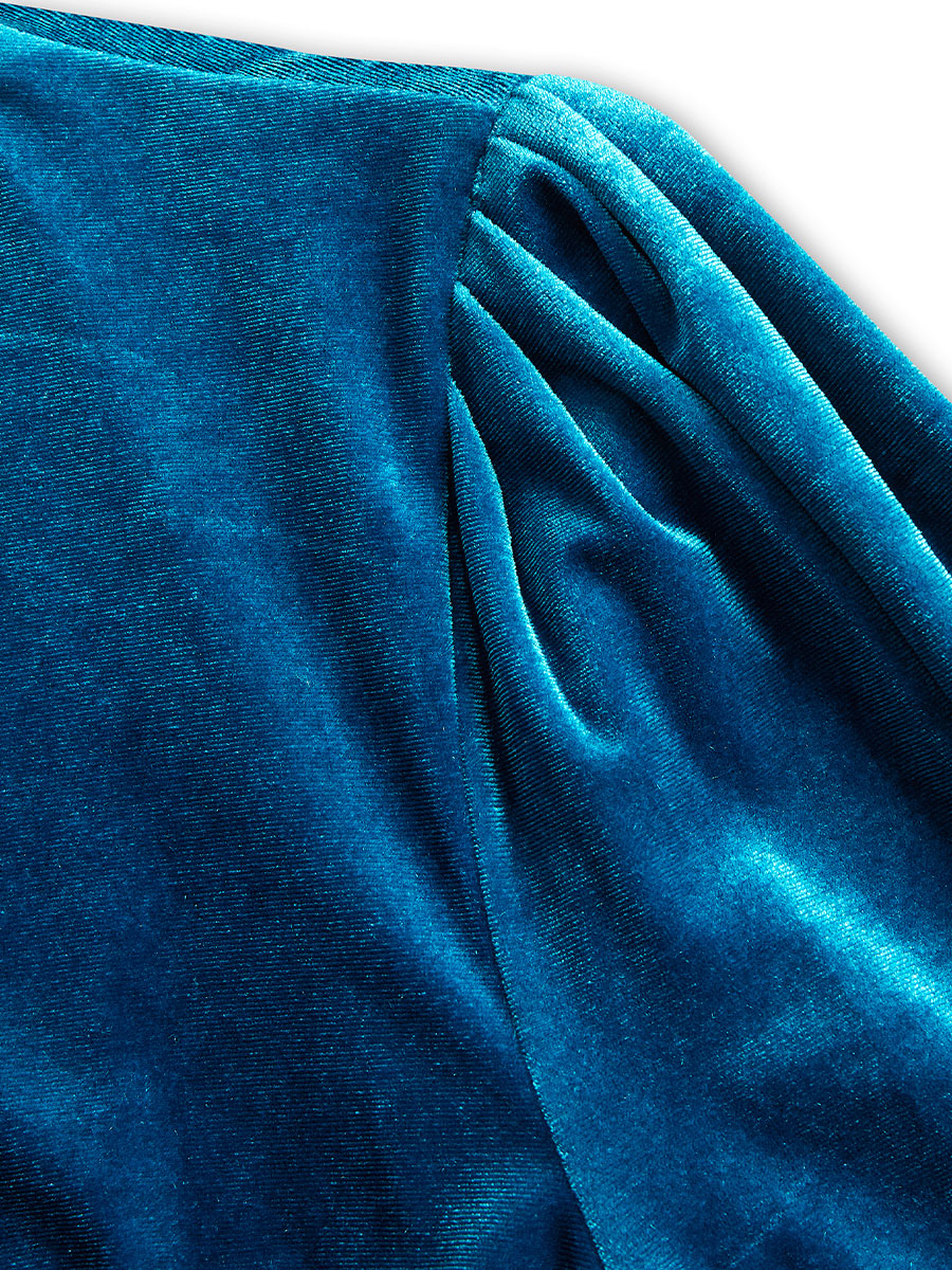 Muse & Valeur | Elegant Midnight Blue Velvet Wrap Midi Dress