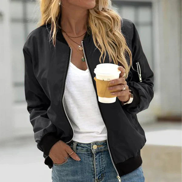 Muse and Valeur | Women's Casual Zip Up Bomber Jacket