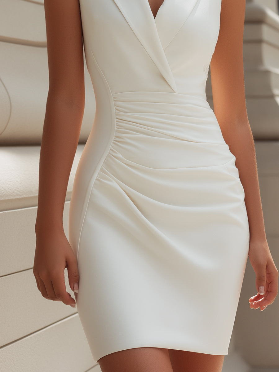 Muse & Valeur | Sleeveless Ruched Waist Tailored Blazer Mini Dress