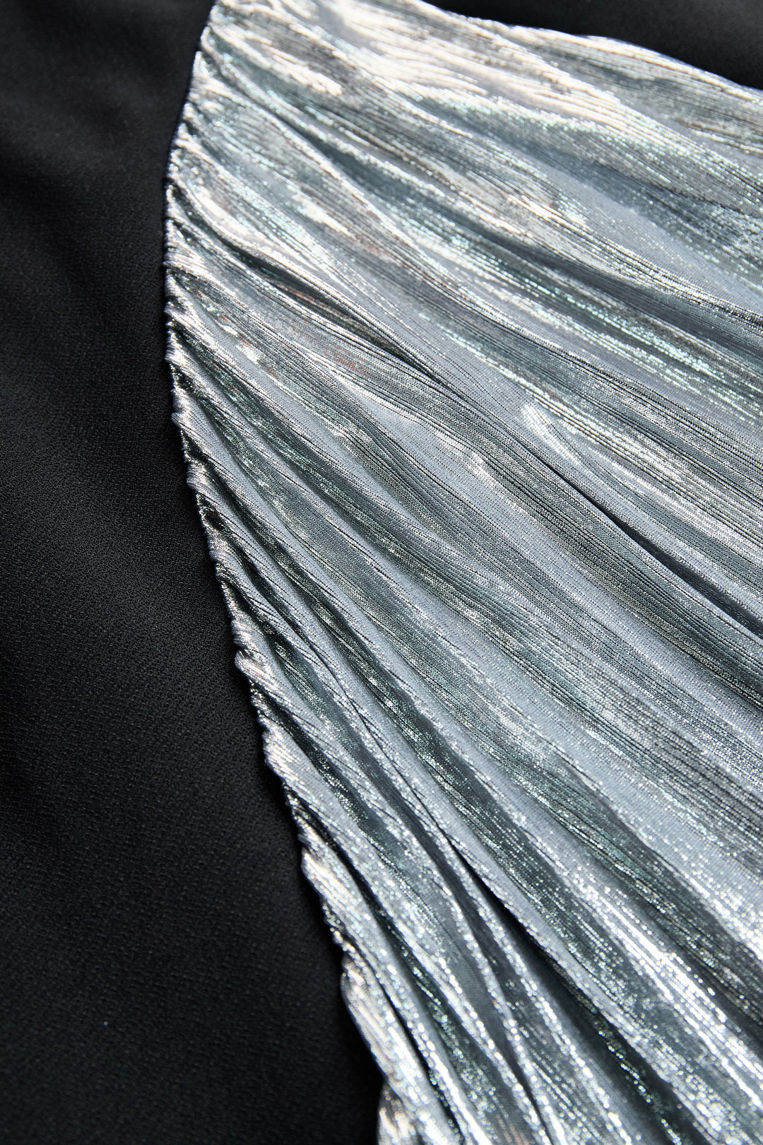 Muse & Valeur | Elegant Tuxedo-Inspired Silver Slit Gown