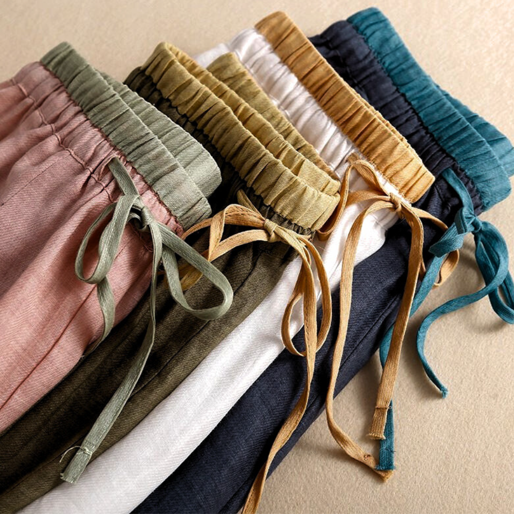 Muse & Valeur | Linen Trousers for Women in Natural Fit, Beige
