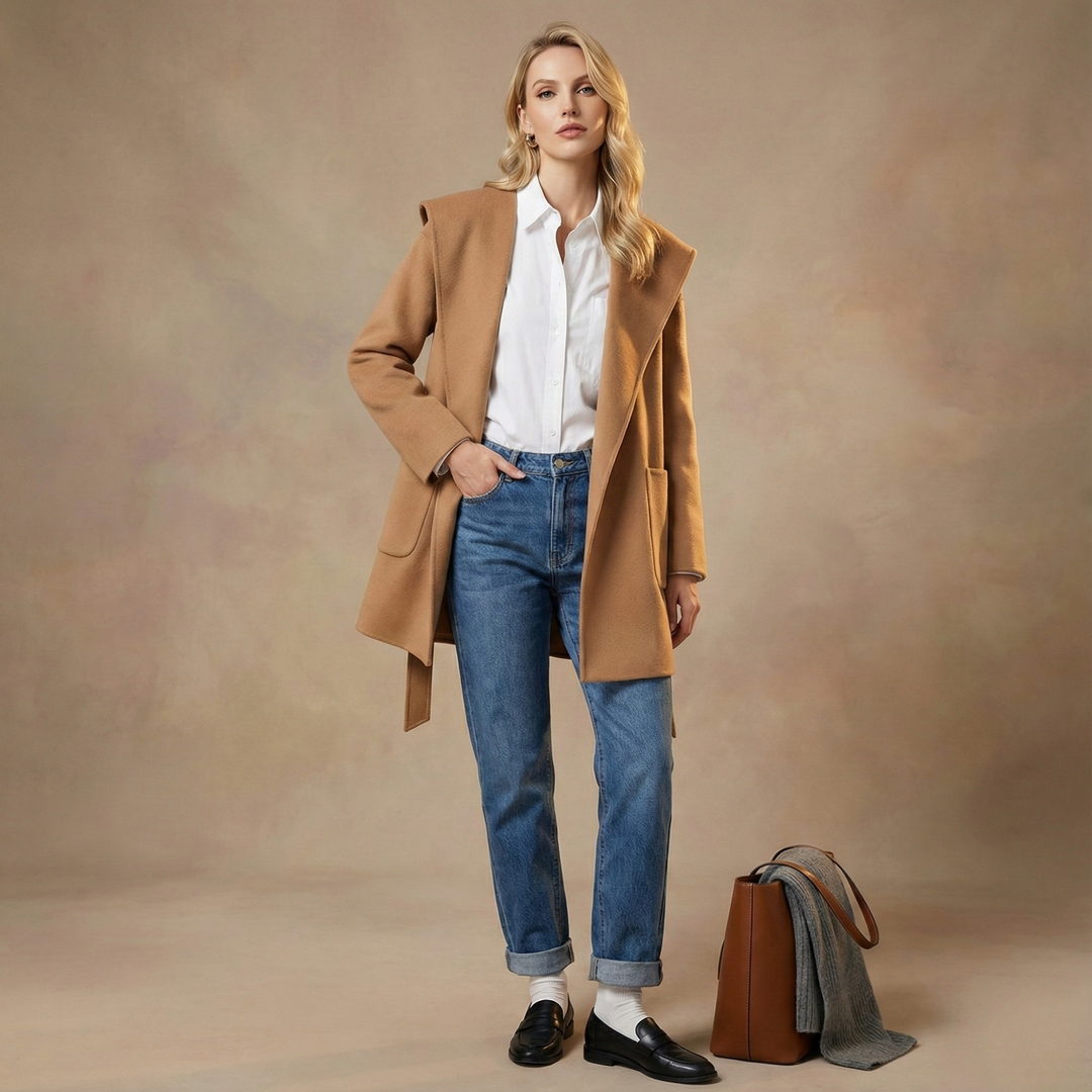 Muse and Valeur | Long Pointed Coat in Camel Hair
