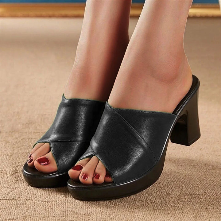 Muse & Valeur | Summer Heeled Sandals for Women, Platform, Slip-On, Natural