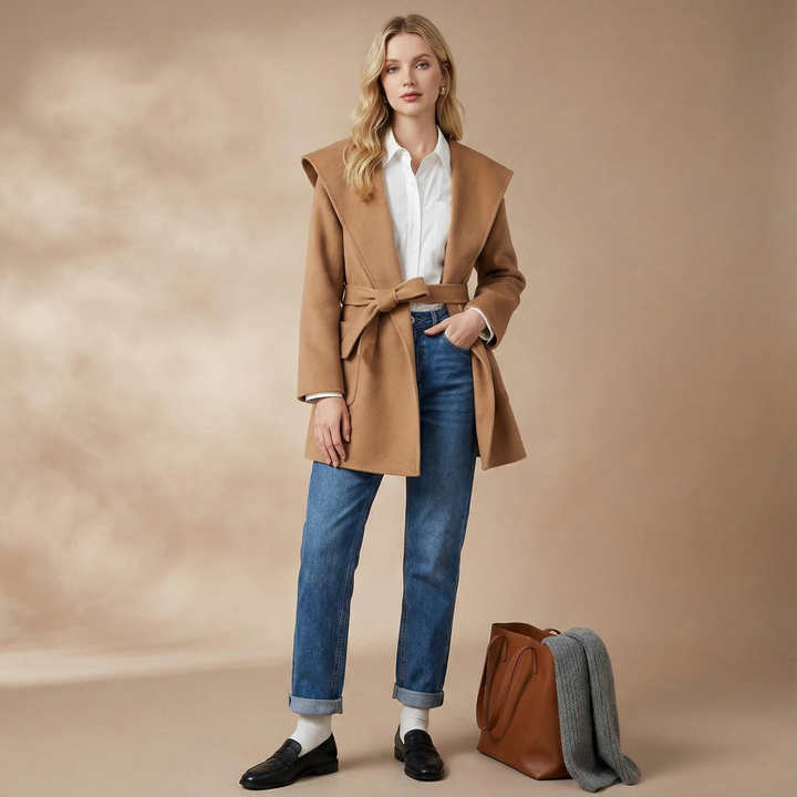 Muse and Valeur | Long Pointed Coat in Camel Hair