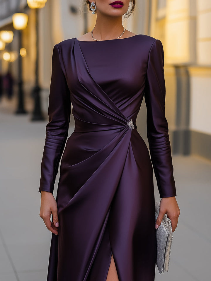 Muse & Valeur | Satin Asymmetric Draped Evening Gown