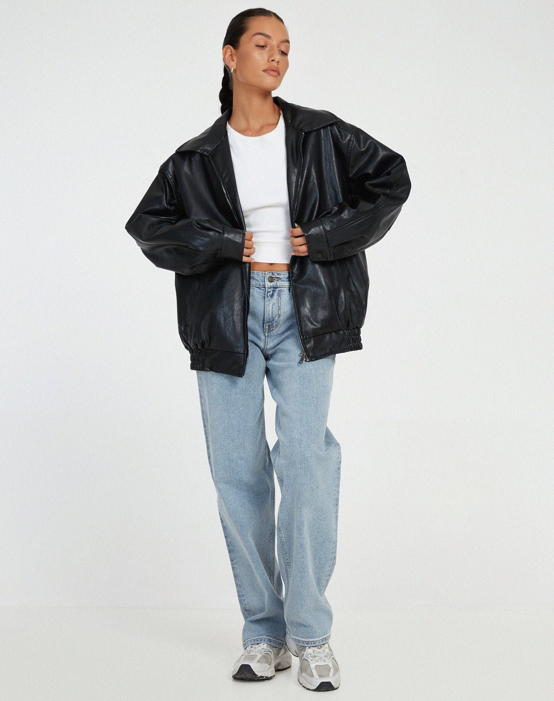 Muse and Valeur | Women’s Oversized Leather Bomber Jacket