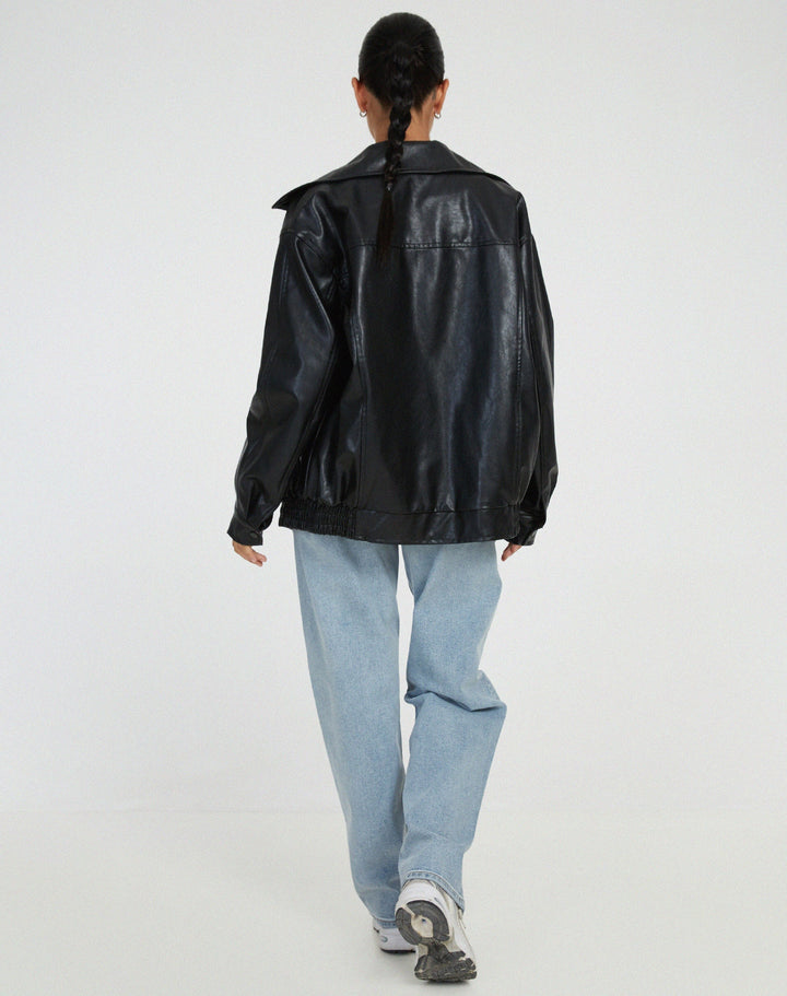 Muse and Valeur | Women’s Oversized Leather Bomber Jacket
