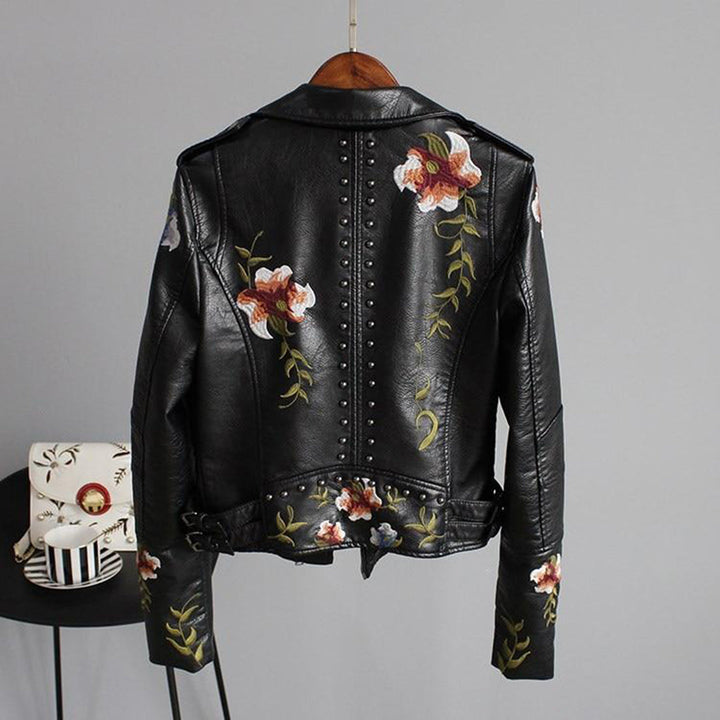 Muse and Valeur | Women's Floral Zip-up Biker Jacket