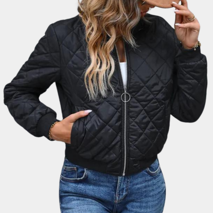Muse and Valeur | Women's Quilted Zip-Up Bomber Jacket