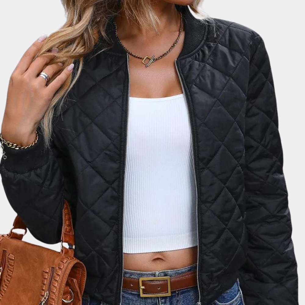 Muse and Valeur | Women's Quilted Zip-Up Bomber Jacket