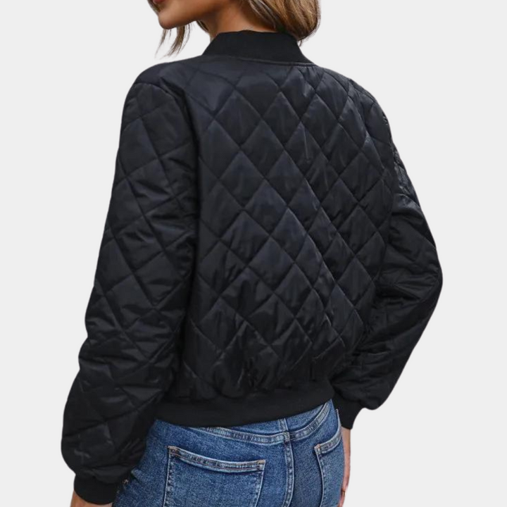 Muse and Valeur | Women's Quilted Zip-Up Bomber Jacket