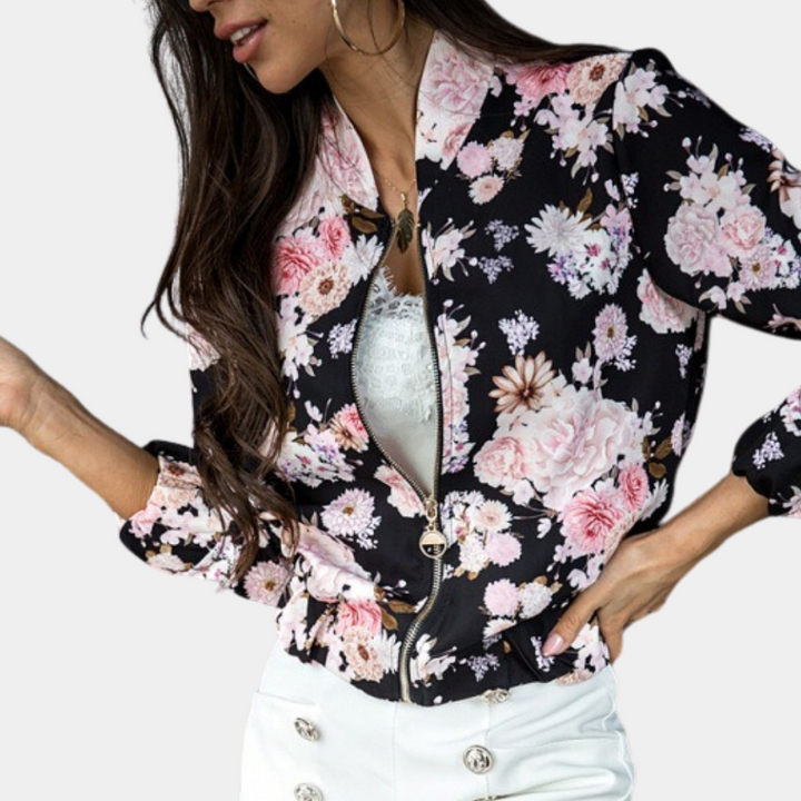 Muse and Valeur | Women's Floral Zip-Up Jacket