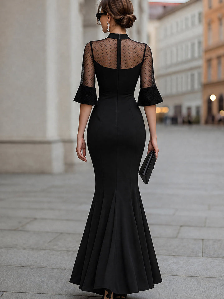 Muse & Valeur | Polka Dot Mesh Mermaid Evening Gown