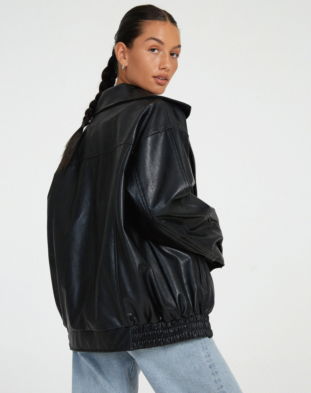 Muse and Valeur | Women’s Oversized Leather Bomber Jacket