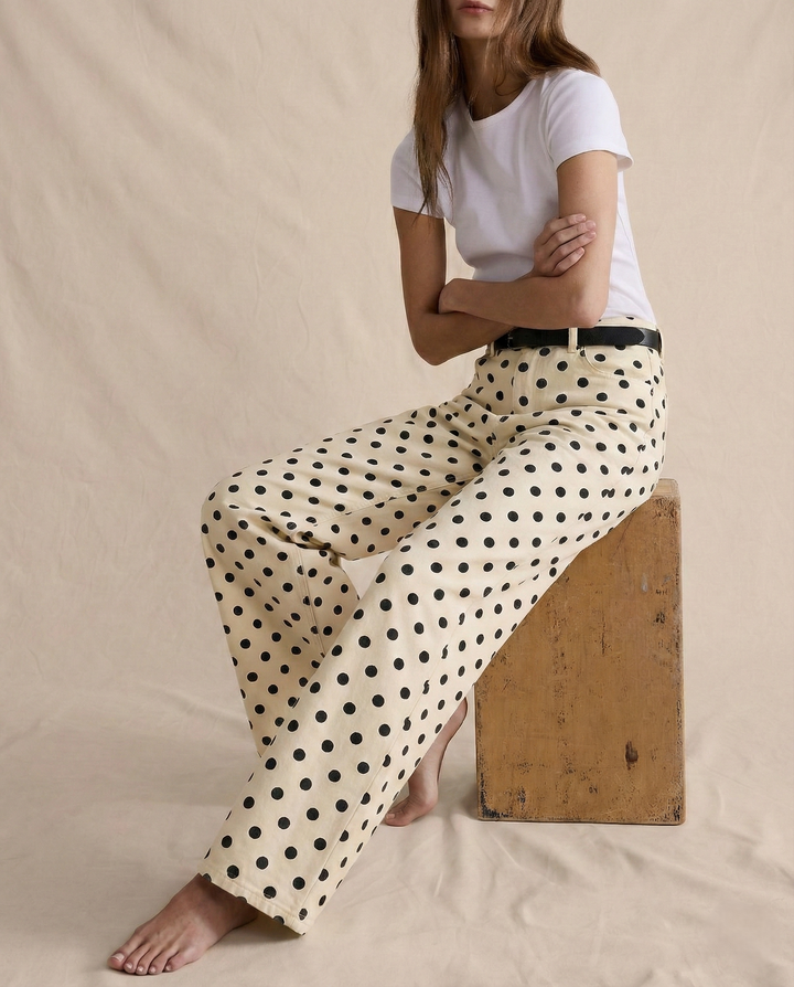 Muse & Valeur | Polka Dot Wide-Leg Trousers for Women