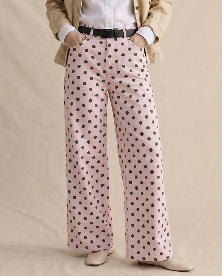 Muse & Valeur | Polka Dot Wide-Leg Trousers for Women