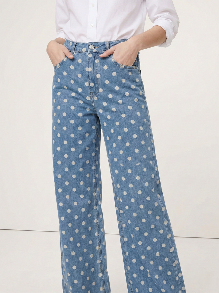 Muse & Valeur | Polka Dot Wide-Leg Trousers for Women