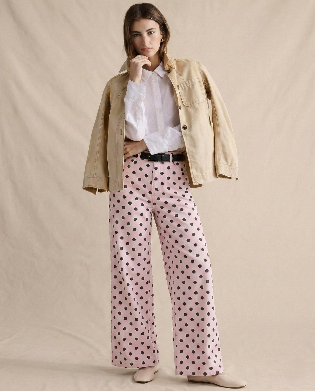Muse & Valeur | Polka Dot Wide-Leg Trousers for Women