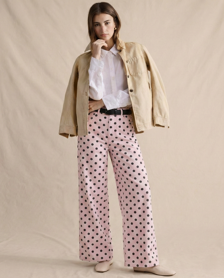 Muse & Valeur | Polka Dot Wide-Leg Trousers for Women