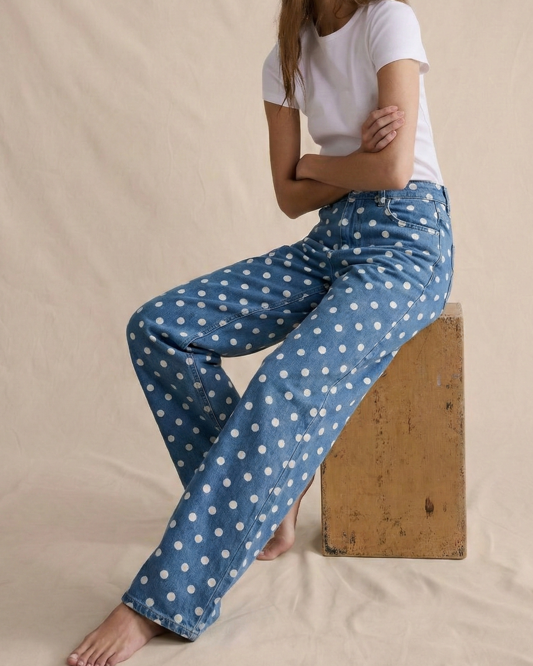 Muse & Valeur | Polka Dot Wide-Leg Trousers for Women