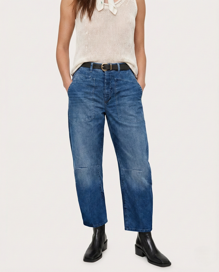 Muse & Valeur | Structured Barrel Jeans for Women in Denim