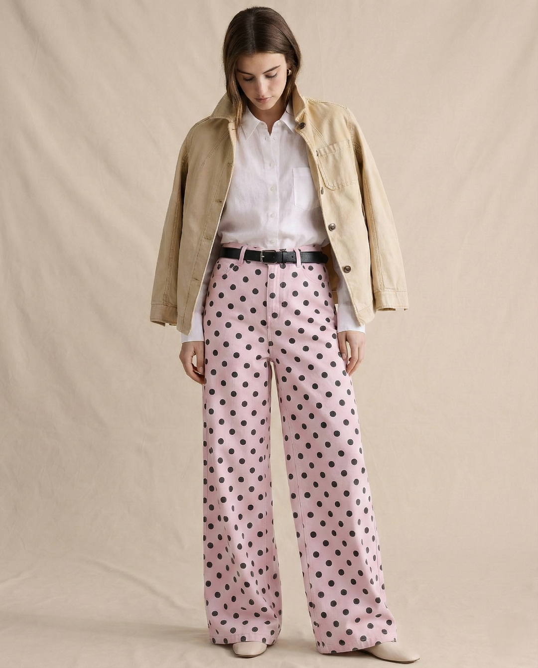 Muse & Valeur | Polka Dot Wide-Leg Trousers for Women