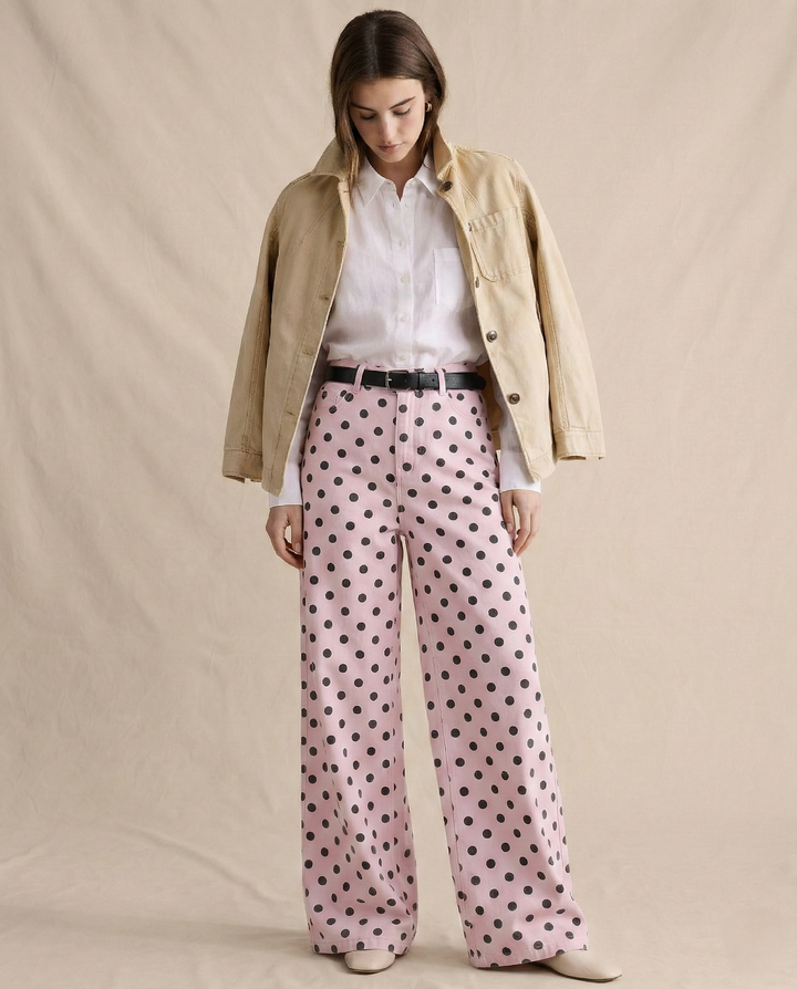 Muse & Valeur | Polka Dot Wide-Leg Trousers for Women