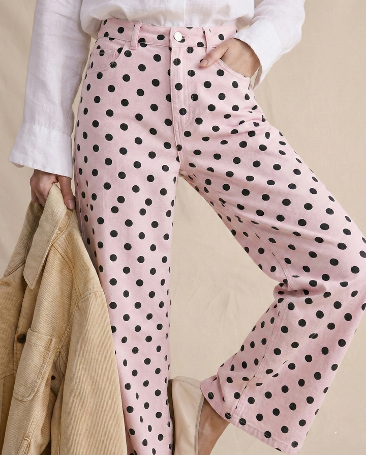 Muse & Valeur | Polka Dot Wide-Leg Trousers for Women