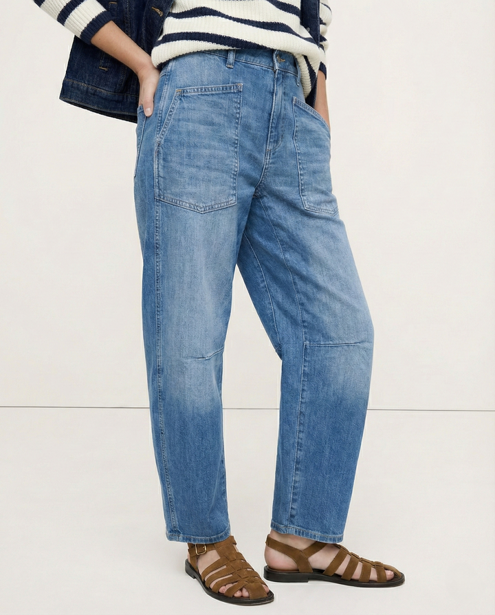 Muse & Valeur | Structured Barrel Jeans for Women in Denim