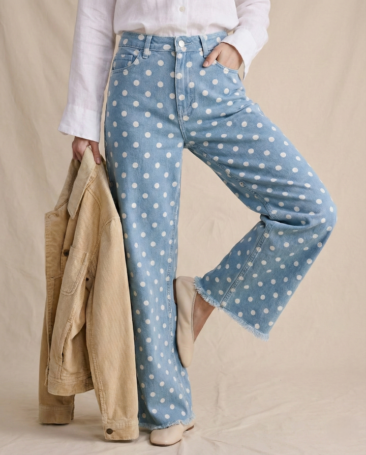 Muse & Valeur | Polka Dot Wide-Leg Trousers for Women