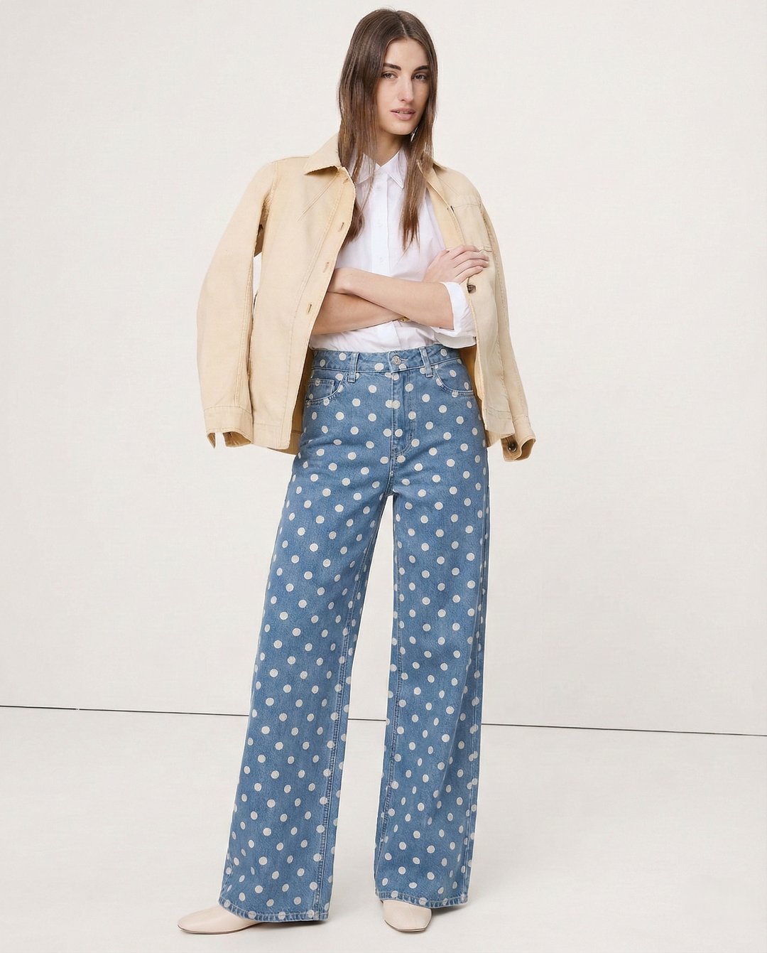 Muse & Valeur | Polka Dot Wide-Leg Trousers for Women