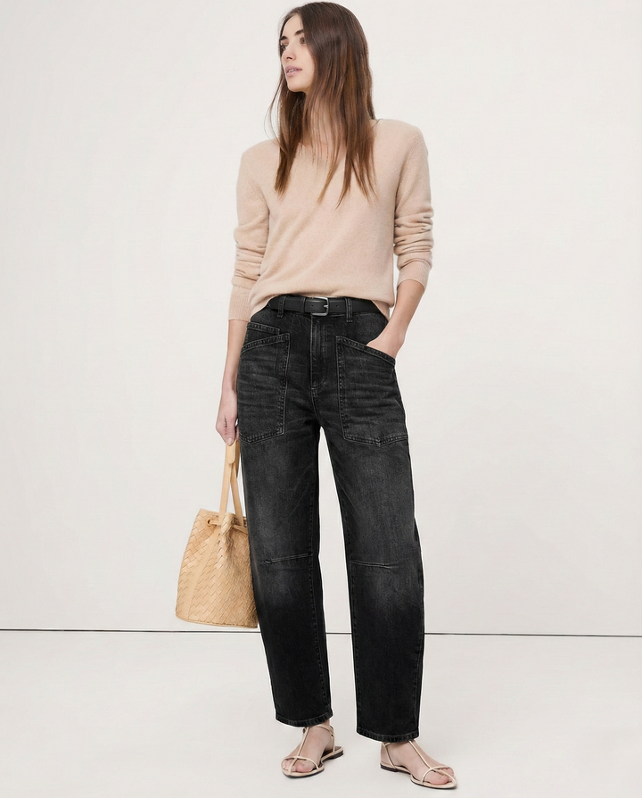 Muse & Valeur | Structured Barrel Jeans for Women in Denim
