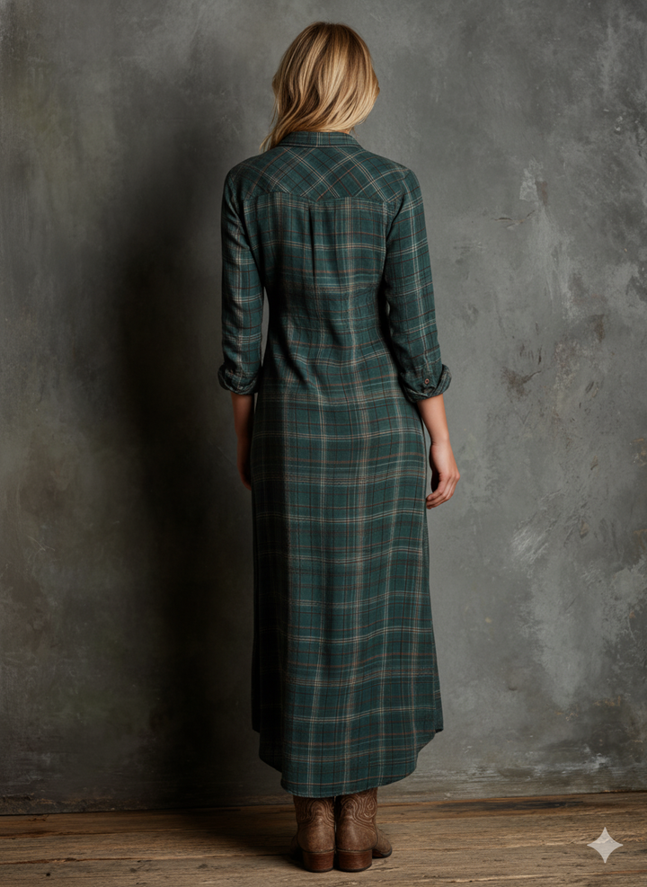 Muse and Valeur | Plaid Lapel Single-Breasted Maxi Dress
