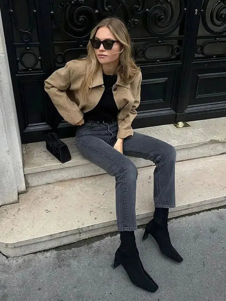 Muse and Valeur | Cropped Faux Suede Jacket
