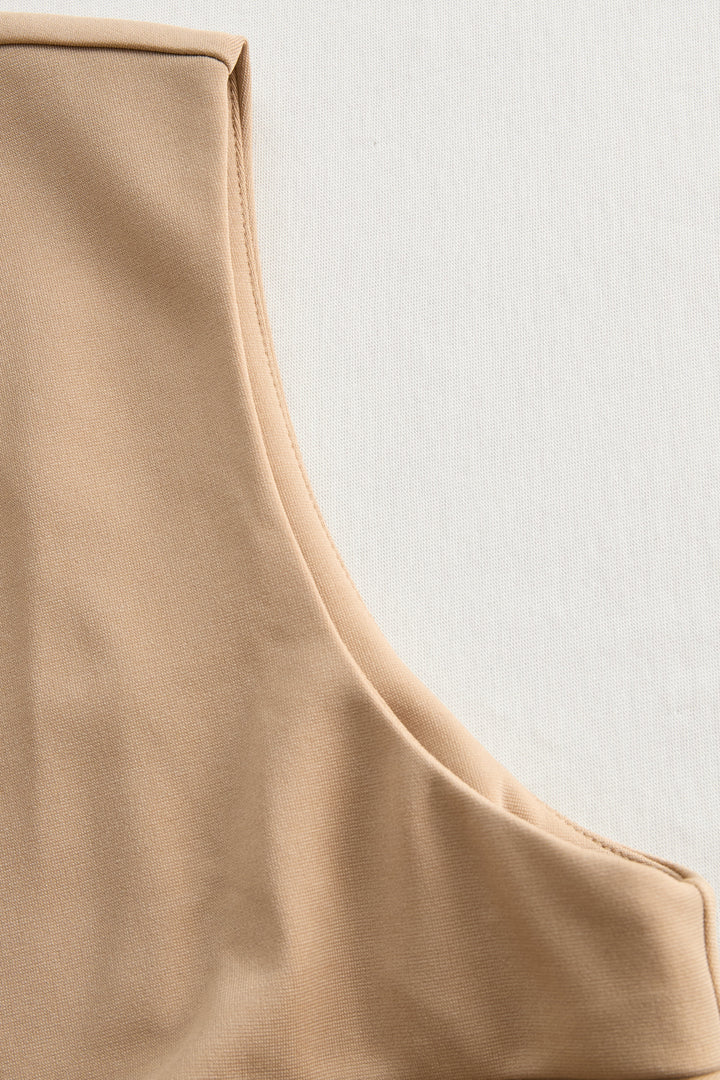 Muse & Valeur | Sophisticated Beige Belted Dress