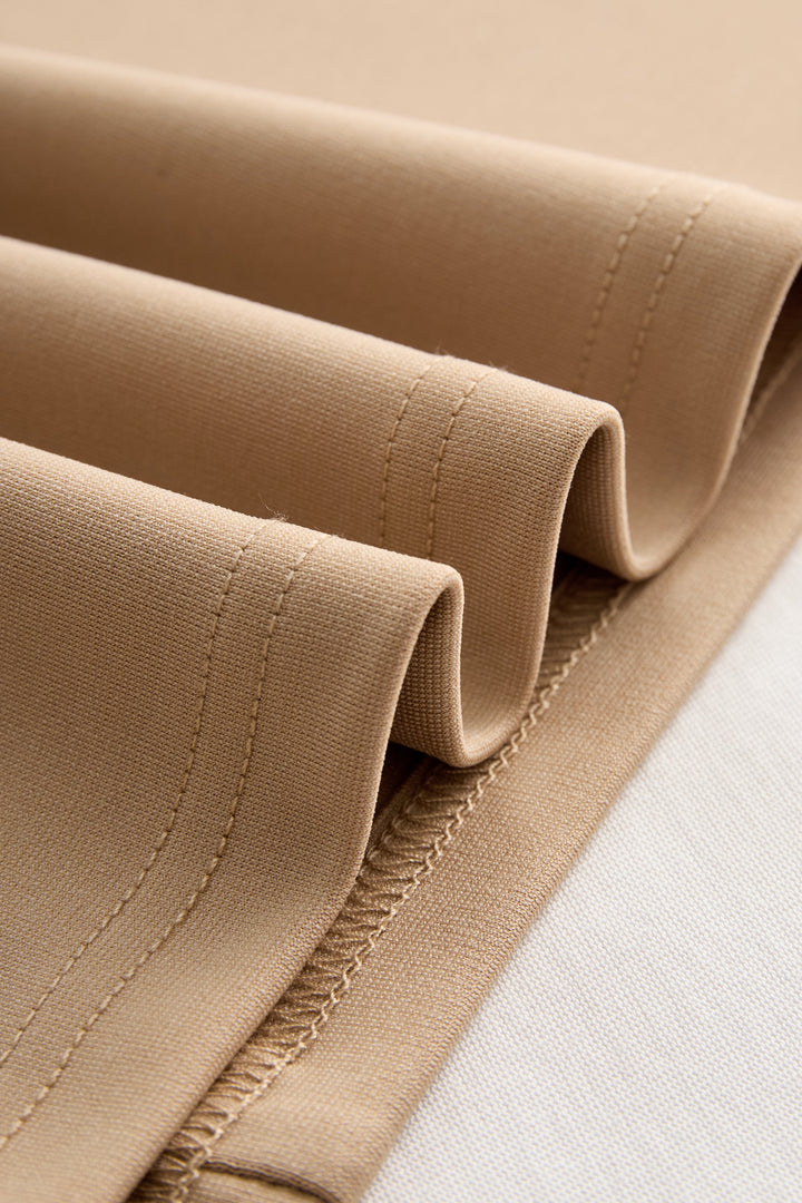 Muse & Valeur | Sophisticated Beige Belted Dress