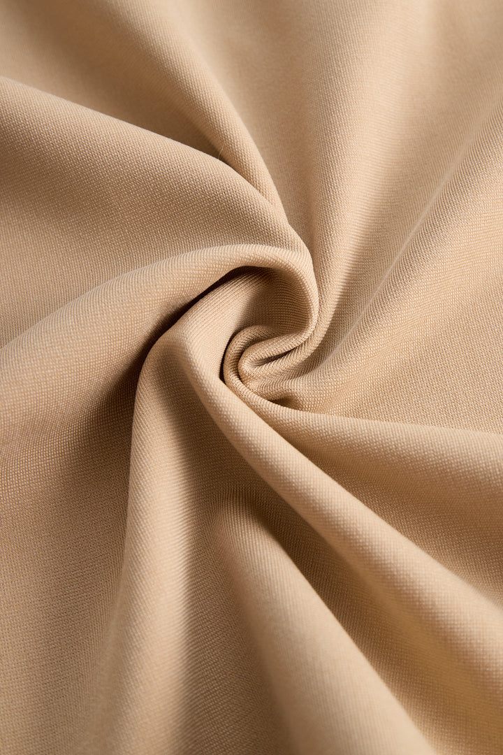 Muse & Valeur | Sophisticated Beige Belted Dress
