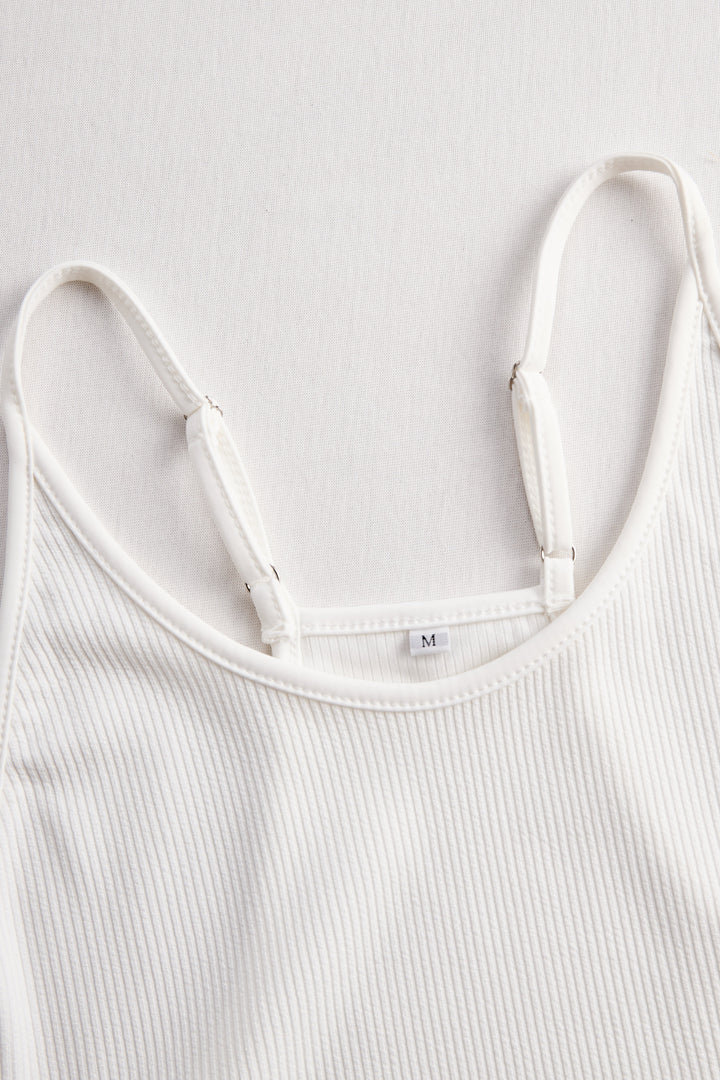 Muse & Valeur | White Ribbed Skater Mini Dress