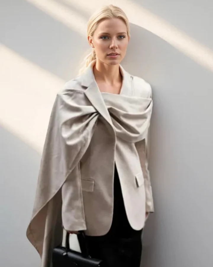 Muse and Valeur | Asymmetrical Collar Scarf Blazer