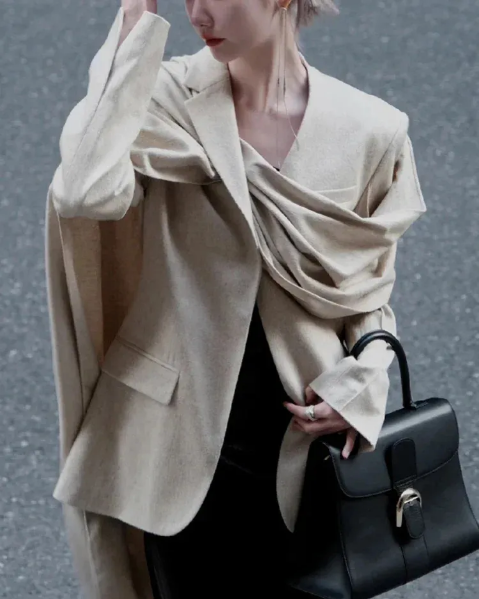 Muse and Valeur | Asymmetrical Collar Scarf Blazer