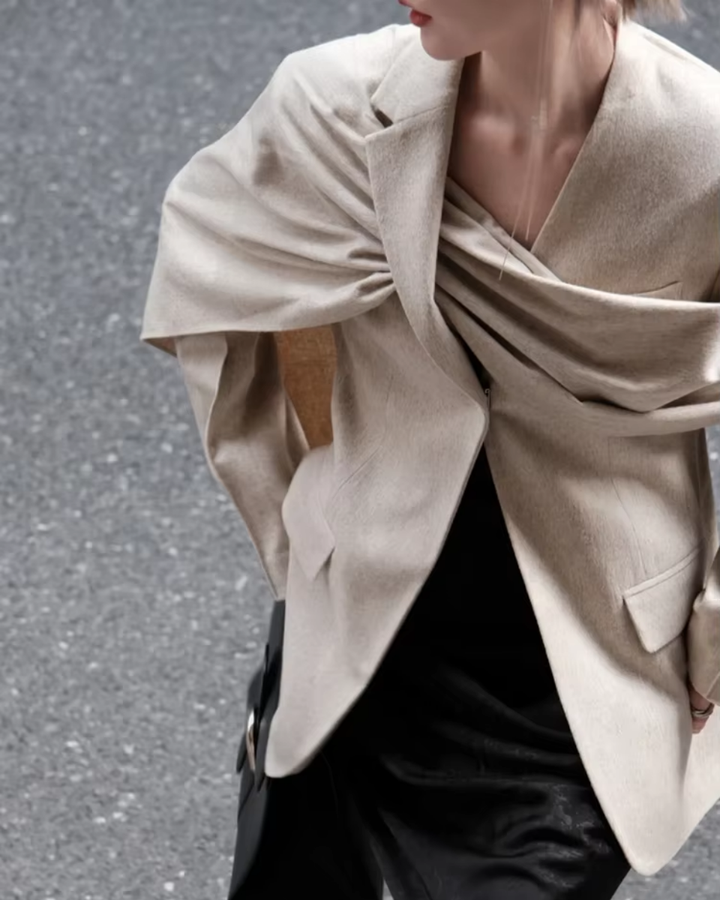 Muse and Valeur | Asymmetrical Collar Scarf Blazer
