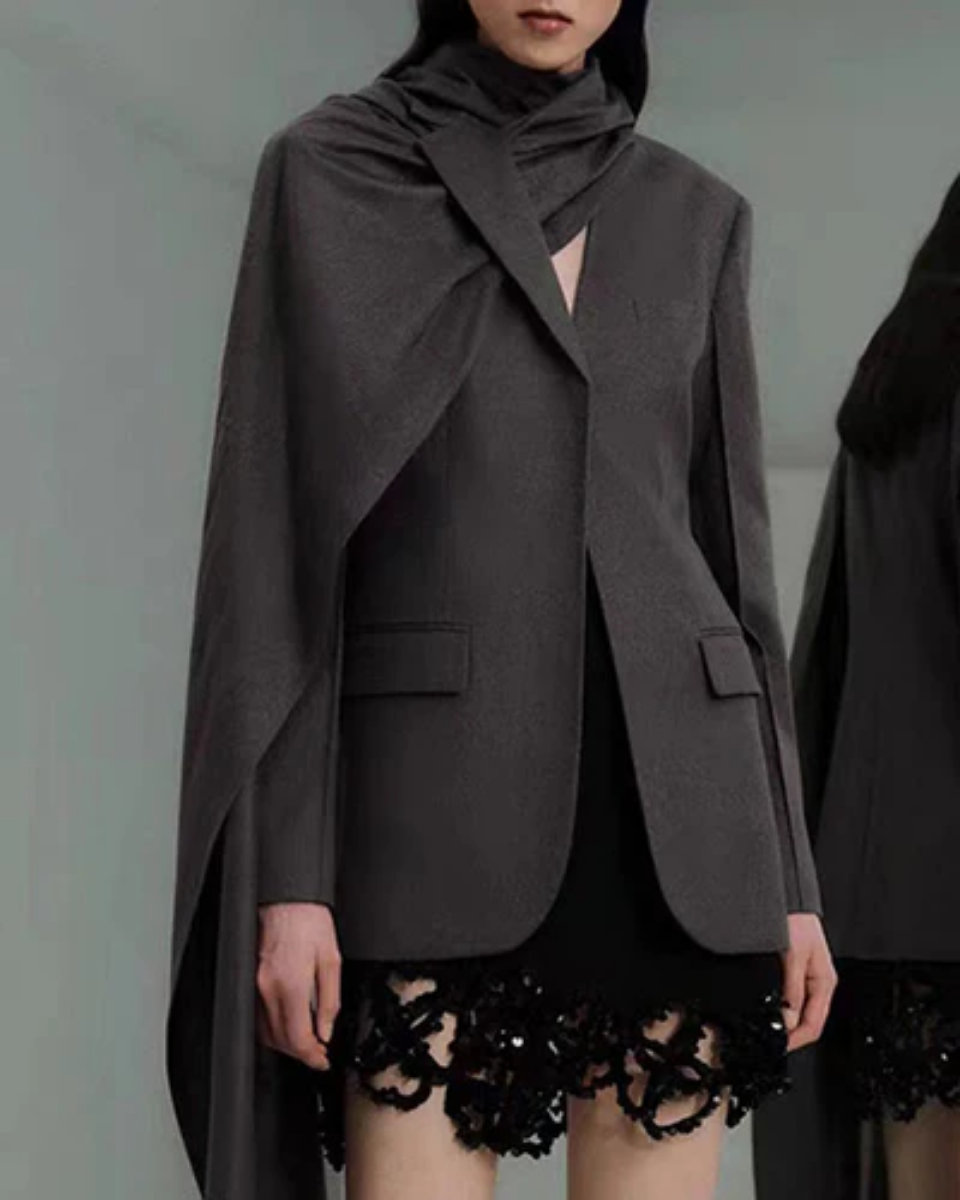 Muse and Valeur | Asymmetrical Collar Scarf Blazer