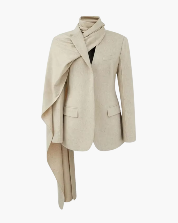 Muse and Valeur | Asymmetrical Collar Scarf Blazer